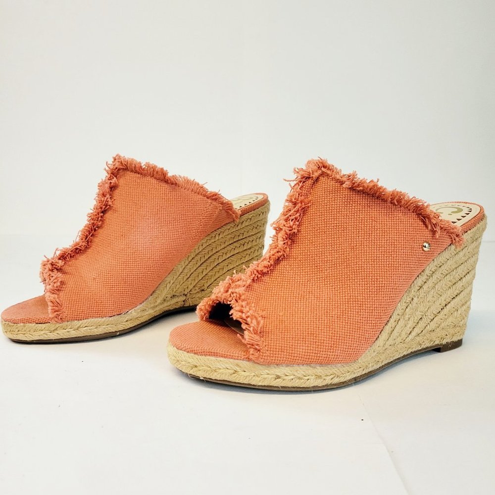 Circus by Sam Edelman Baker Orange Fringed Canvas Platform Wedges Size 6.5M EUC